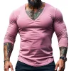 Men's Fashion Trend V-Neck Cotton Long Sleeve T-Shirt 00638955F sold by Manly
