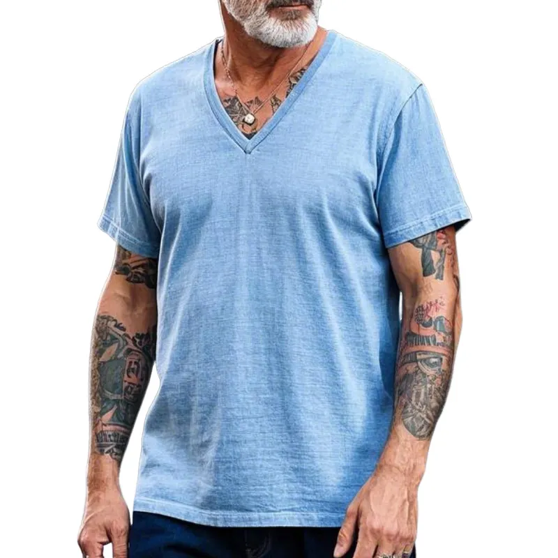 Men's Vintage Casual V-Neck Cotton Blend Short Sleeve T-Shirt 61893346F sold by Manly