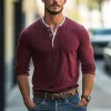 Men's Colorblock Henley Collar Long Sleeve T-shirt 83728517Z sold by Manly