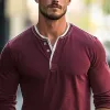 Men's Colorblock Henley Collar Long Sleeve T-shirt 83728517Z sold by Manly