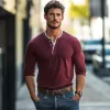 Men's Colorblock Henley Collar Long Sleeve T-shirt 83728517Z sold by Manly