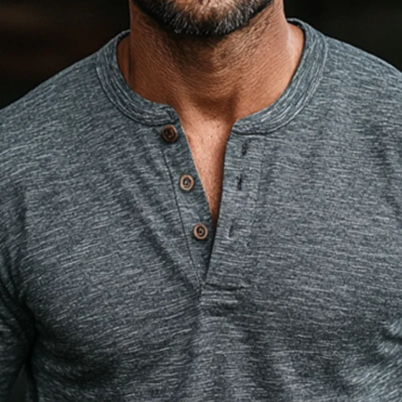 Men's Vintage Casual Henley Neck Long Sleeve T-Shirt 91025145TO sold by Manly product image thumbnail 3