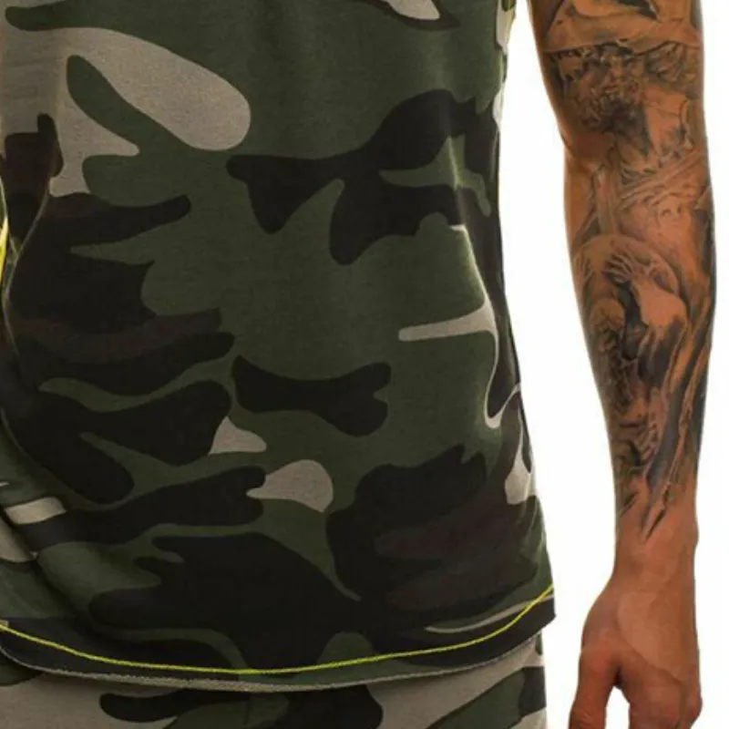 Men's Retro Casual Camouflage Hooded Zip-up Tank Top 48518165TO sold by Manly product image thumbnail 3