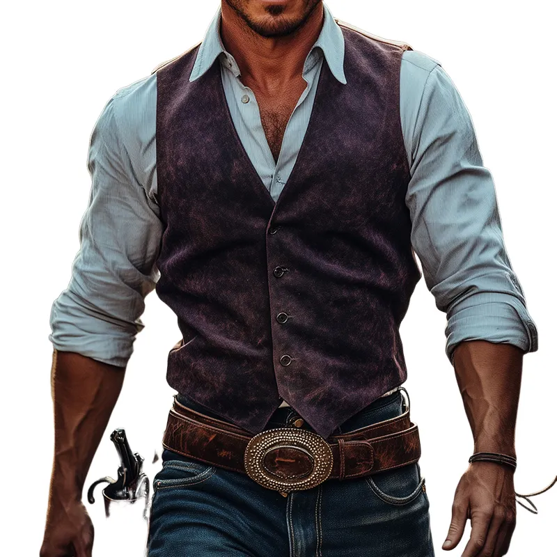 Men's Retro Casual Western Cowboy Vest 00545596TO sold by Manly