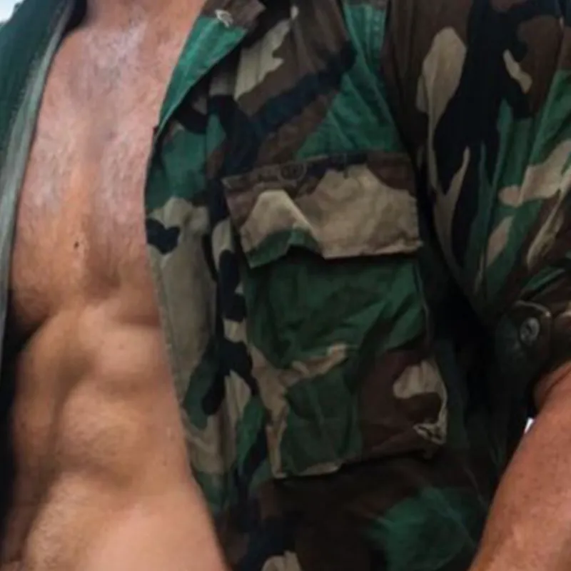 Men's Vintage Camouflage Print Pocket Lapel Long Sleeve Shirt 70649271TO sold by Manly product image thumbnail 3