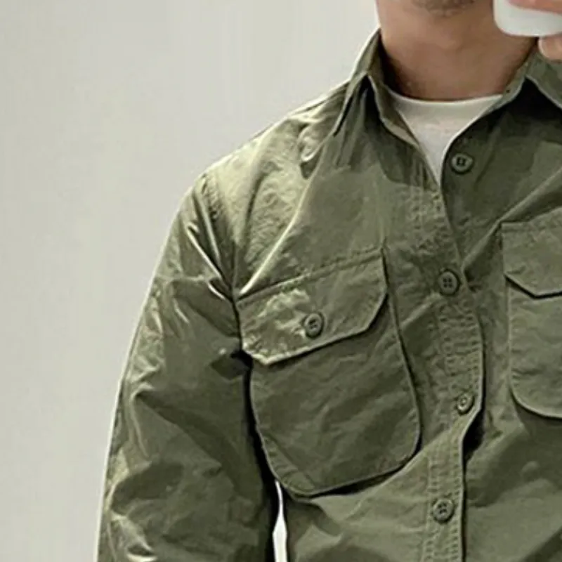 Men's Retro Casual Solid Color Workwear Lapel Shirt Jacket 27211890TO sold by Manly product image thumbnail 3