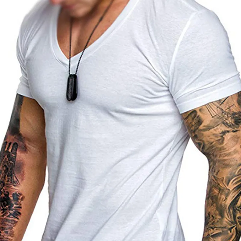 Men's Solid Color V-neck Pullover T-shirt 75304833X sold by Manly product image thumbnail 2