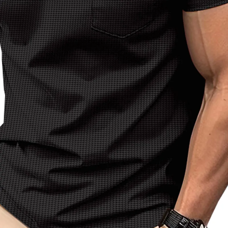 Men's Solid Waffle Button Henley Neck Sports Polo Shirt 06164003X sold by Manly product image thumbnail 4