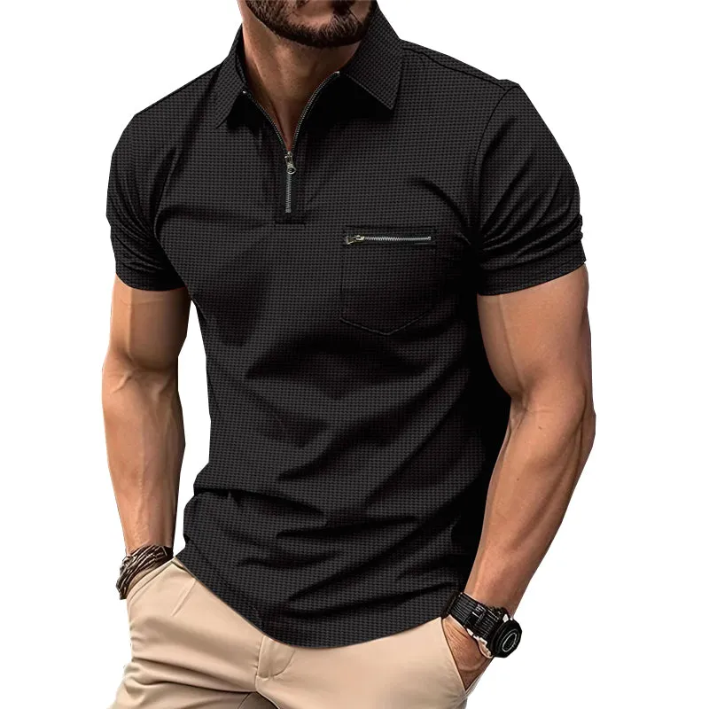 Men's Solid Waffle Button Henley Neck Sports Polo Shirt 06164003X sold by Manly product image thumbnail 2