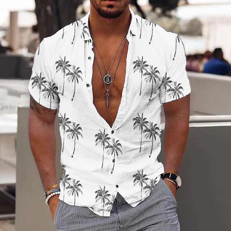 Men's Beach Hawaiian Print Short Sleeve Lapel Shirt 20467566X sold by Manly product image thumbnail 3