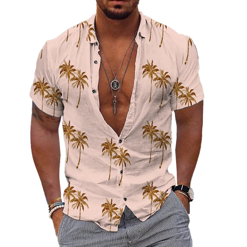 Men's Beach Hawaiian Print Short Sleeve Lapel Shirt 20467566X sold by Manly