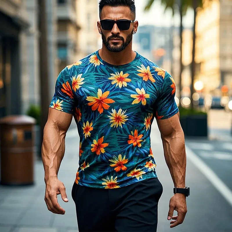 Men's Tropical Print Short Sleeve Crew Neck T-Shirt 46069095X sold by Manly product image thumbnail 3