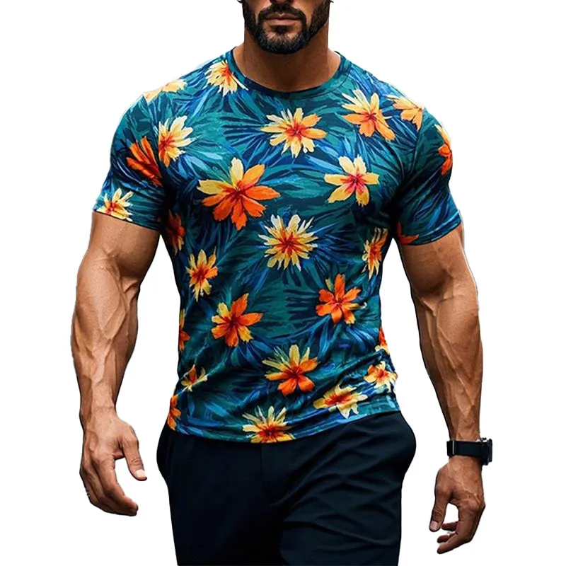 Men's Tropical Print Short Sleeve Crew Neck T-Shirt 46069095X sold by Manly