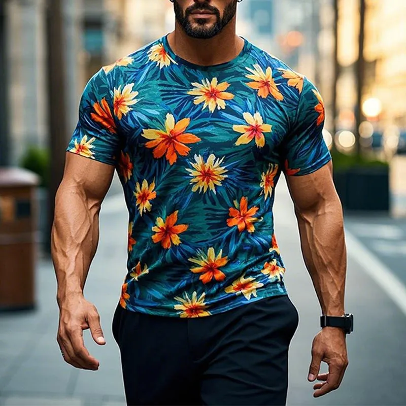 Men's Tropical Print Short Sleeve Crew Neck T-Shirt 46069095X sold by Manly product image thumbnail 2