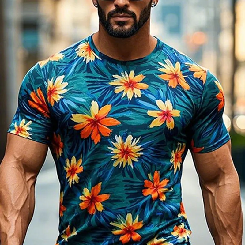 Men's Tropical Print Short Sleeve Crew Neck T-Shirt 46069095X sold by Manly product image thumbnail 4