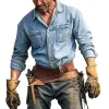 Men's Western Denim Long Sleeve Lapel Shirt 76530681X sold by Manly