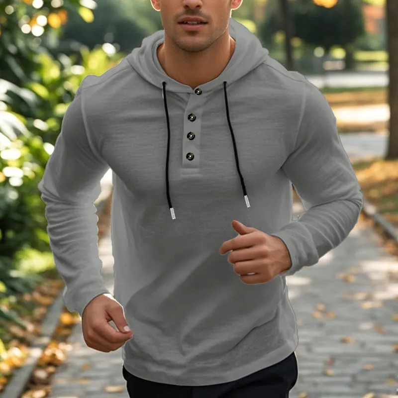 Men's Solid Color Cotton and Linen Long-sleeved Hoodie 75593995X sold by Manly product image thumbnail 5