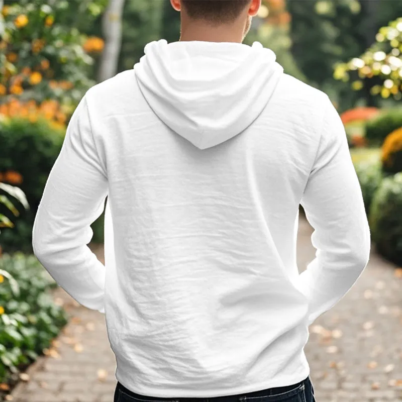 Men's Solid Color Cotton and Linen Long-sleeved Hoodie 75593995X sold by Manly product image thumbnail 4