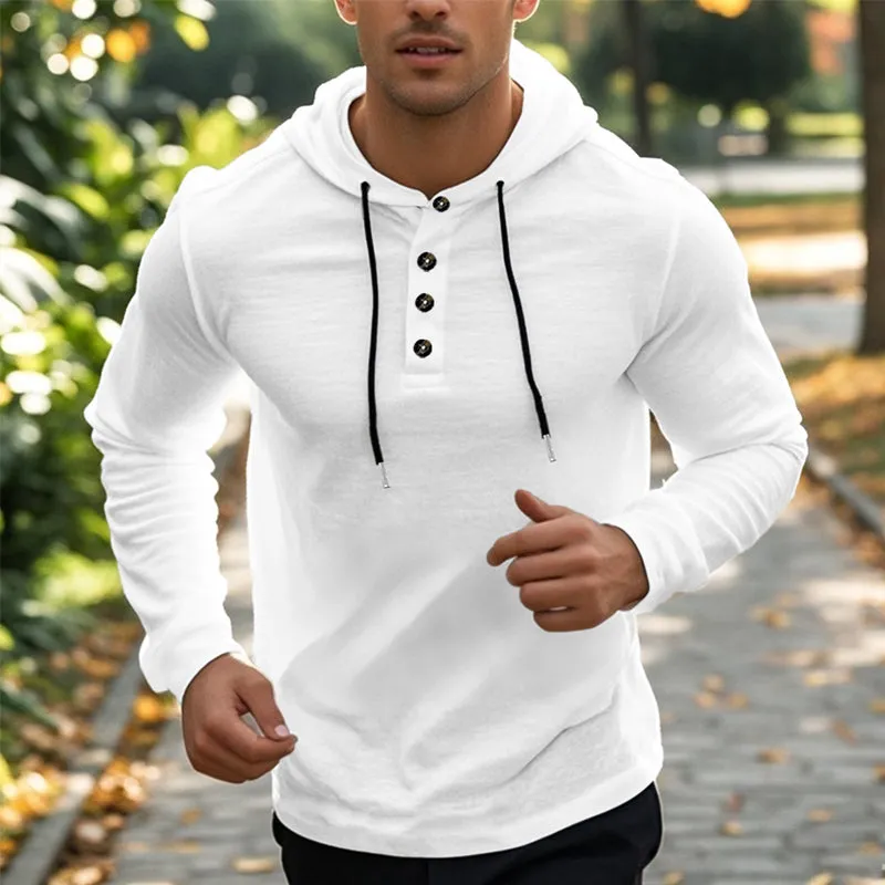 Men's Solid Color Cotton and Linen Long-sleeved Hoodie 75593995X sold by Manly product image thumbnail 3