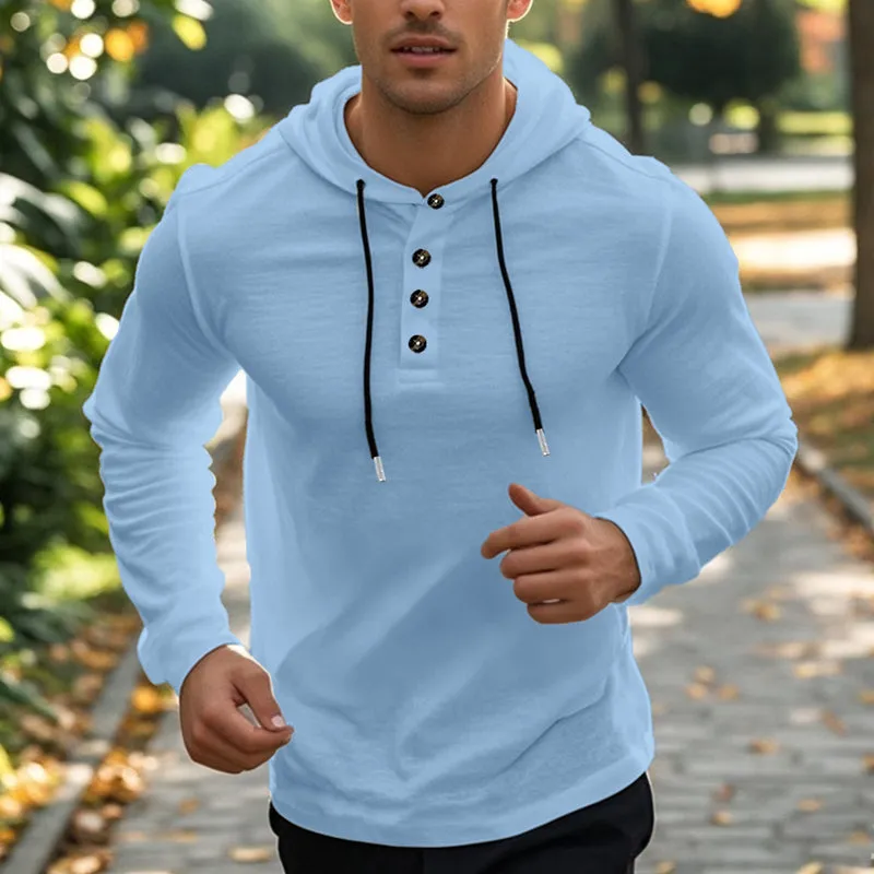 Men's Solid Color Cotton and Linen Long-sleeved Hoodie 75593995X sold by Manly product image thumbnail 2