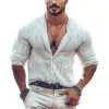 Men's Stripe Print Long Sleeve Stand Collar Shirt 95217888X sold by Manly