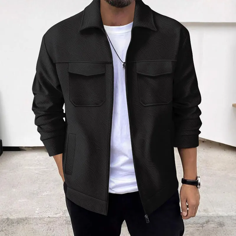 Men's Solid Color Textured Lapel Jacket 93868802X sold by Manly product image thumbnail 3