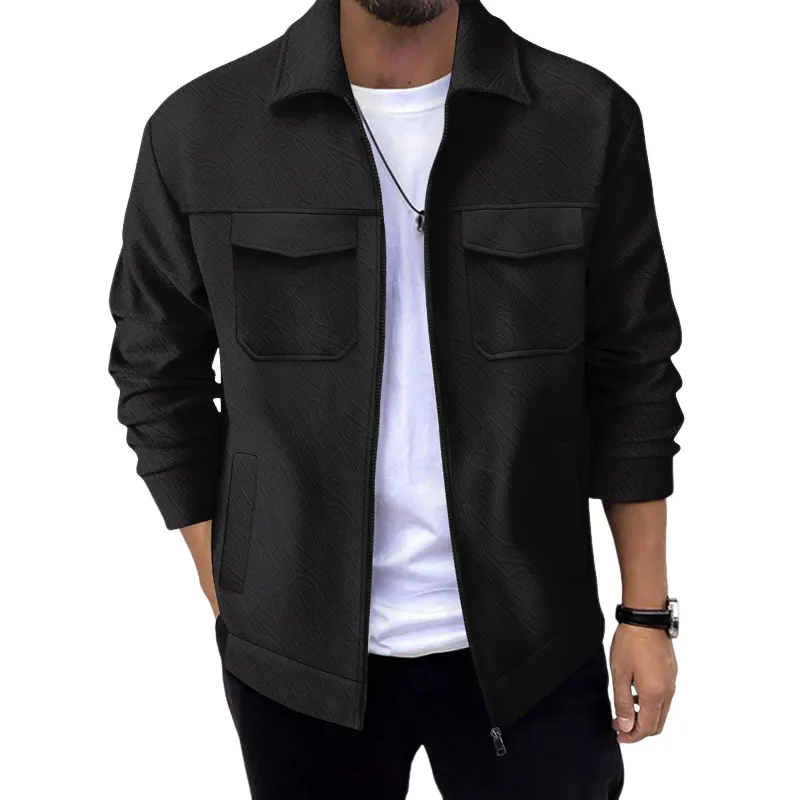 Men's Solid Color Textured Lapel Jacket 93868802X sold by Manly