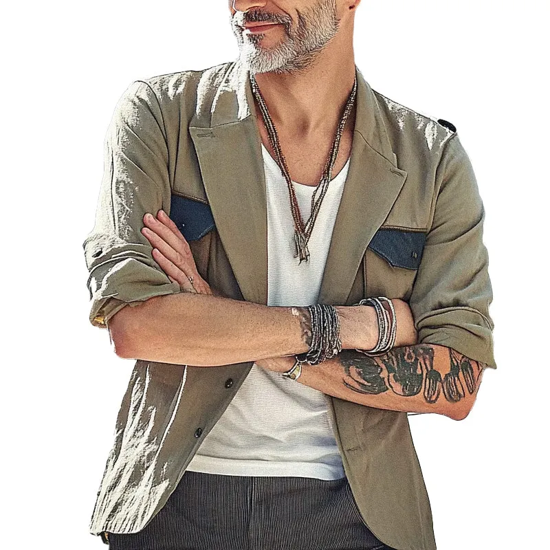 Men's Contrast Pockets Casual Blazer 93001045X sold by Manly