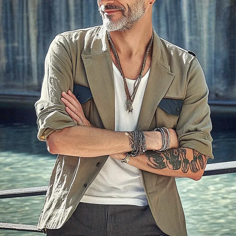 Men's Contrast Pockets Casual Blazer 93001045X sold by Manly product image thumbnail 2