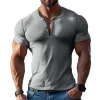 【24-hour shipping out】Men's Solid Color Cotton Blend V-neck Short-sleeved T-shirt 66233544X sold by Manly