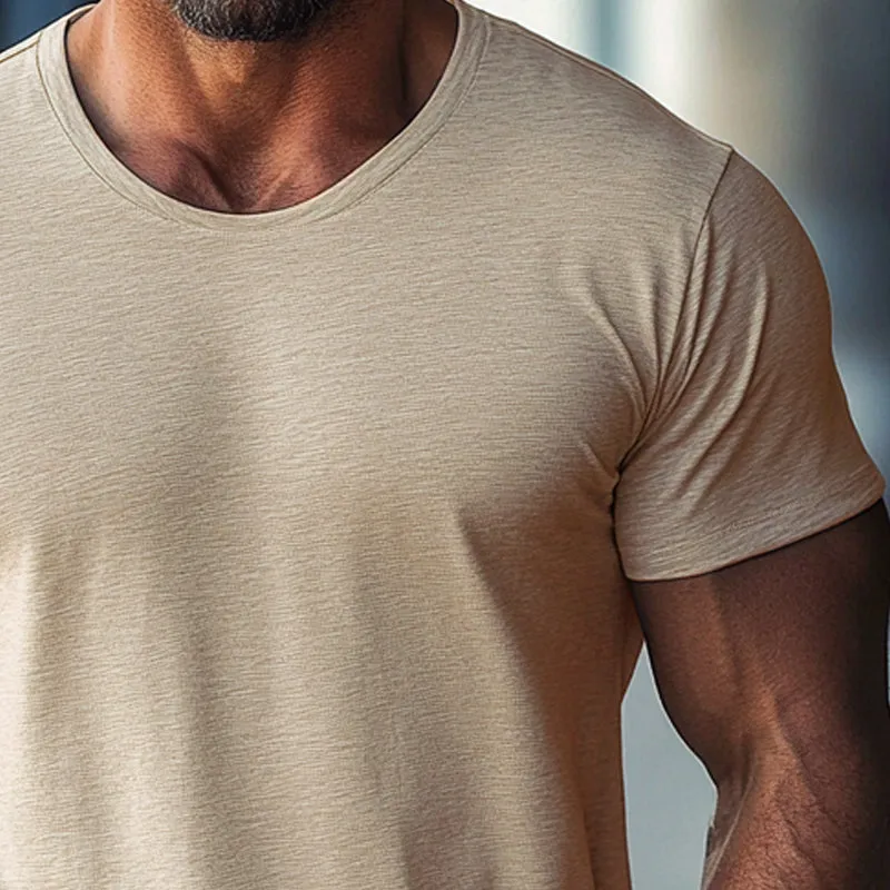 Men's Solid Color Round Neck Short Sleeve T-shirt 77235728X sold by Manly product image thumbnail 3