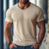 Men's Solid Color Round Neck Short Sleeve T-shirt 77235728X sold by Manly