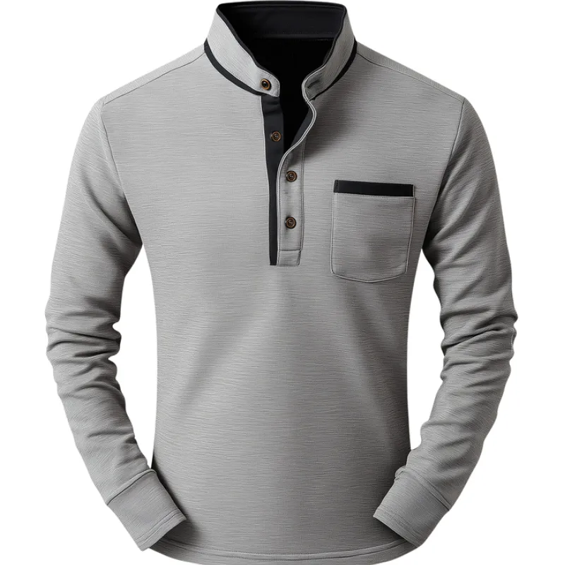 Men's Vintage Casual Henley Collar Cotton Blend Long Sleeve T-Shirt 65480292F sold by Manly product image thumbnail 2