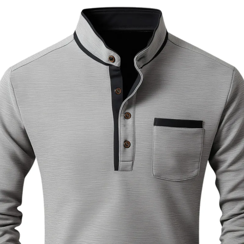 Men's Vintage Casual Henley Collar Cotton Blend Long Sleeve T-Shirt 65480292F sold by Manly product image thumbnail 3