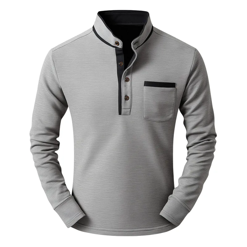 Men's Vintage Casual Henley Collar Cotton Blend Long Sleeve T-Shirt 65480292F sold by Manly