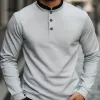 Men's Vintage Casual Henley Collar Cotton Blend Long Sleeve T-Shirt 39972261F sold by Manly