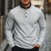 Men's Vintage Casual Henley Collar Cotton Blend Long Sleeve T-Shirt 39972261F sold by Manly