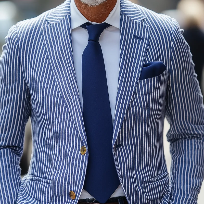 Men's Fashion Slim Striped Notch Lapel Single Breasted Casual Blazer 97620872Z sold by Manly product image thumbnail 3