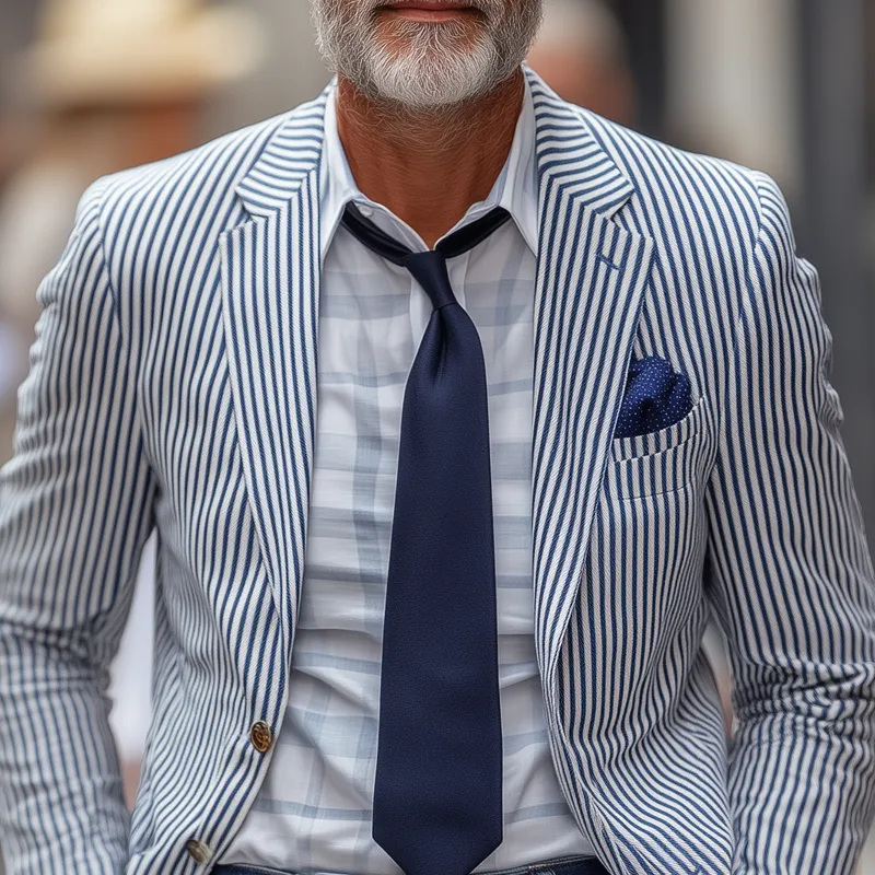 Men's Fashion Slim Striped Notch Lapel Single Breasted Casual Blazer 23404859Z sold by Manly product image thumbnail 3