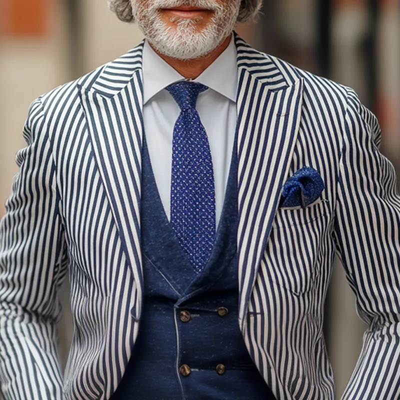 Men's Fashion Slim Striped Notch Lapel Single Breasted Casual Blazer 39201793Z sold by Manly product image thumbnail 3