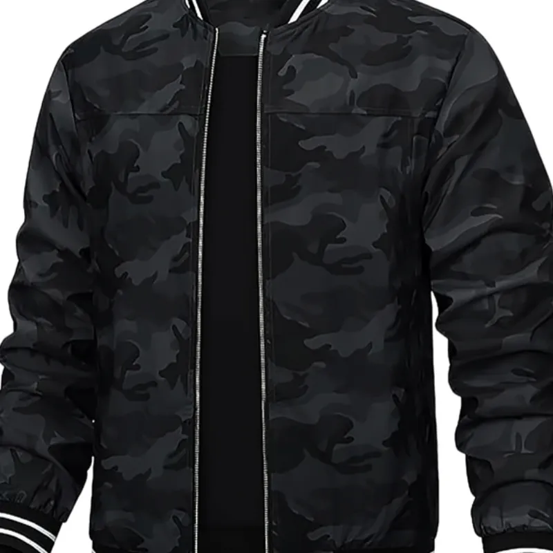 Men's Lightweight Casual Rib Collar Polyester Camouflage Bomber Jacket 45630173F sold by Manly product image thumbnail 3