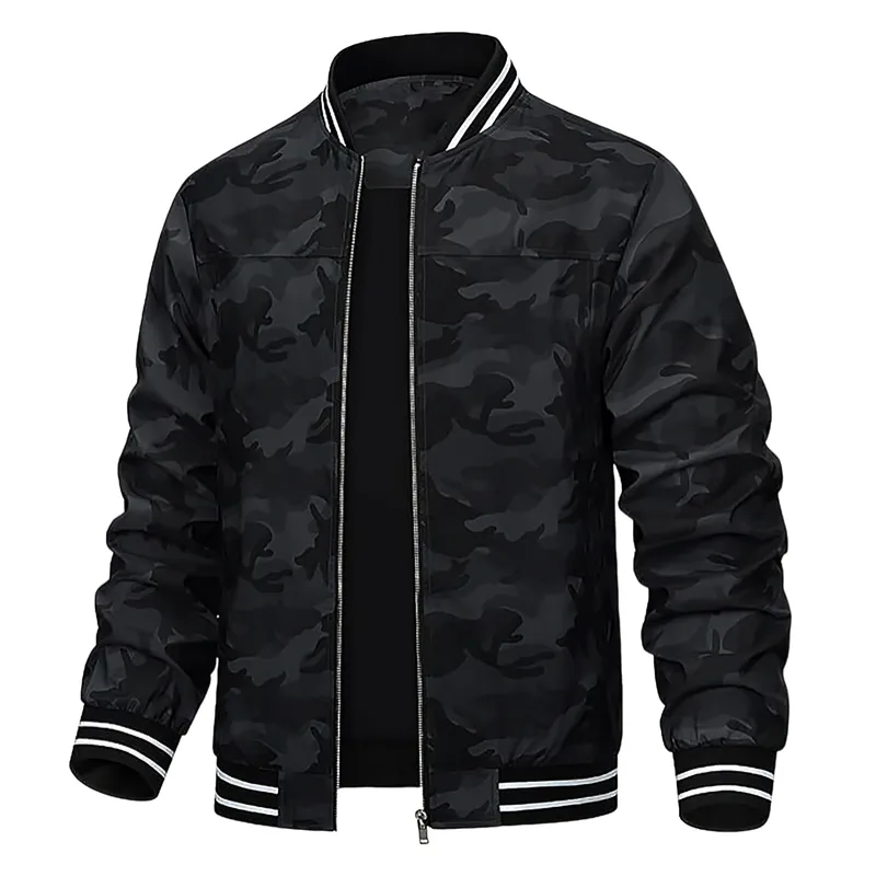 Men's Lightweight Casual Rib Collar Polyester Camouflage Bomber Jacket 45630173F sold by Manly