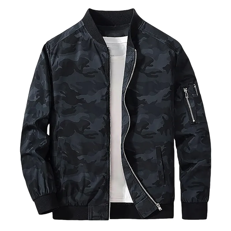 Men's Lightweight Casual Rib Collar Polyester Camouflage Bomber Jacket 41705206F sold by Manly