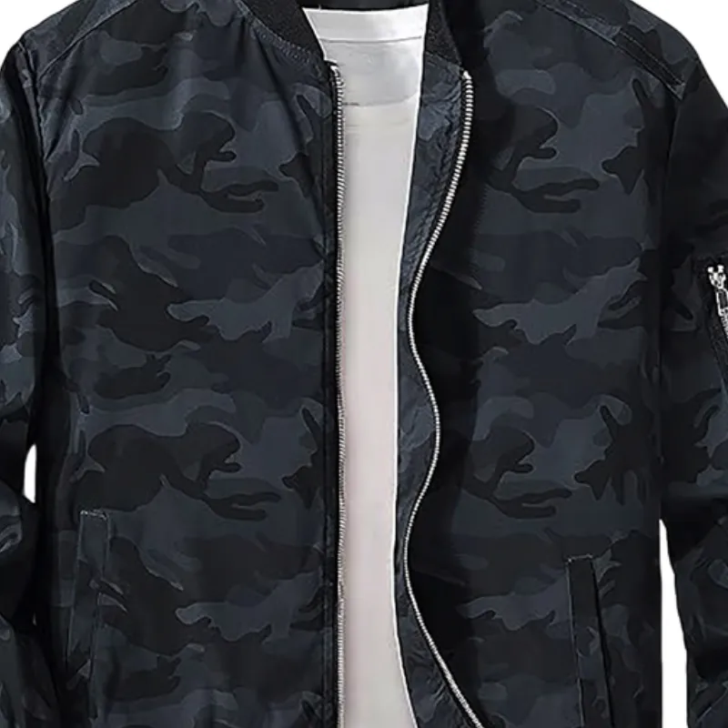 Men's Lightweight Casual Rib Collar Polyester Camouflage Bomber Jacket 41705206F sold by Manly product image thumbnail 3
