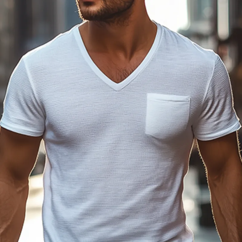 Men's Classic Casual Slim Fit V-Neck Short Sleeve T-Shirt 33402726K sold by Manly product image thumbnail 4