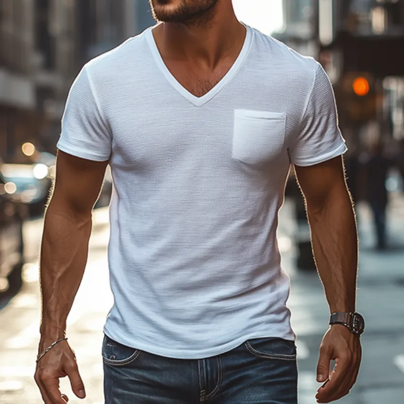 Men's Classic Casual Slim Fit V-Neck Short Sleeve T-Shirt 33402726K sold by Manly product image thumbnail 3