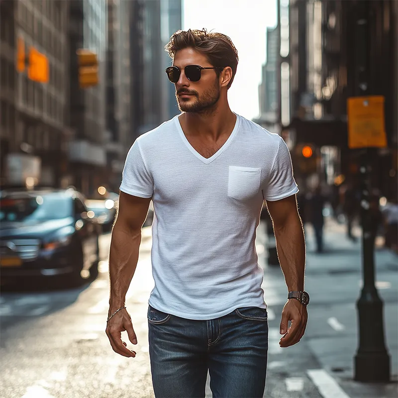 Men's Classic Casual Slim Fit V-Neck Short Sleeve T-Shirt 33402726K sold by Manly product image thumbnail 2