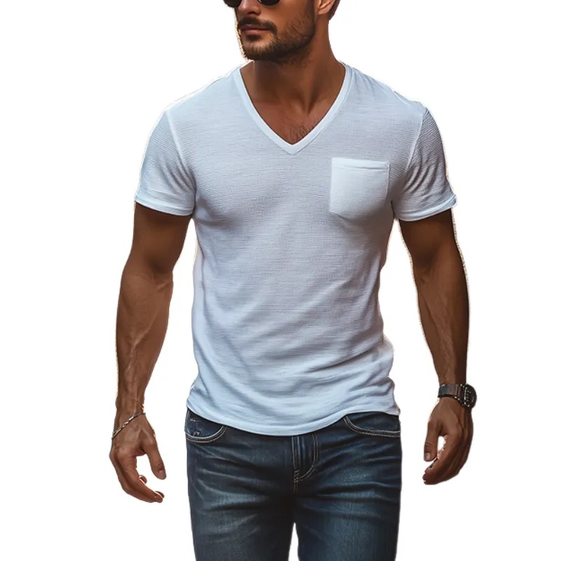 Men's Classic Casual Slim Fit V-Neck Short Sleeve T-Shirt 33402726K sold by Manly