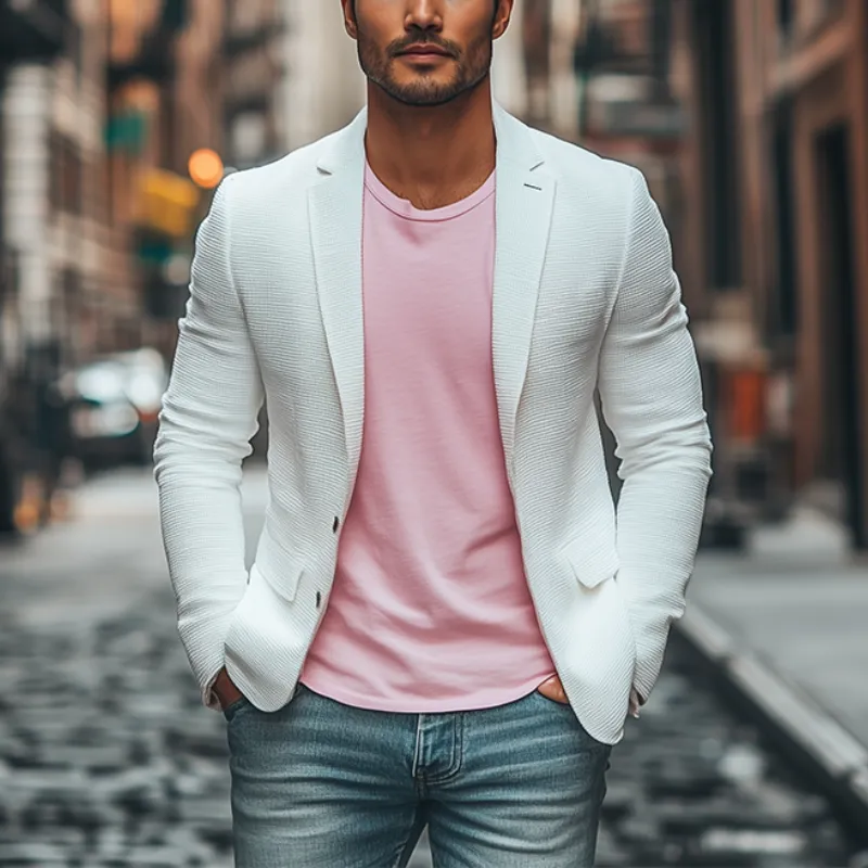 Men's Classic Casual Slim Fit Solid Color Waffle Blazer (No Chest Pockets) 77170512K sold by Manly product image thumbnail 2