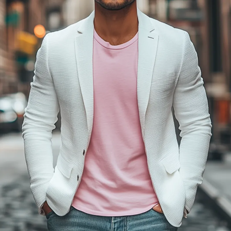 Men's Classic Casual Slim Fit Solid Color Waffle Blazer (No Chest Pockets) 77170512K sold by Manly product image thumbnail 3